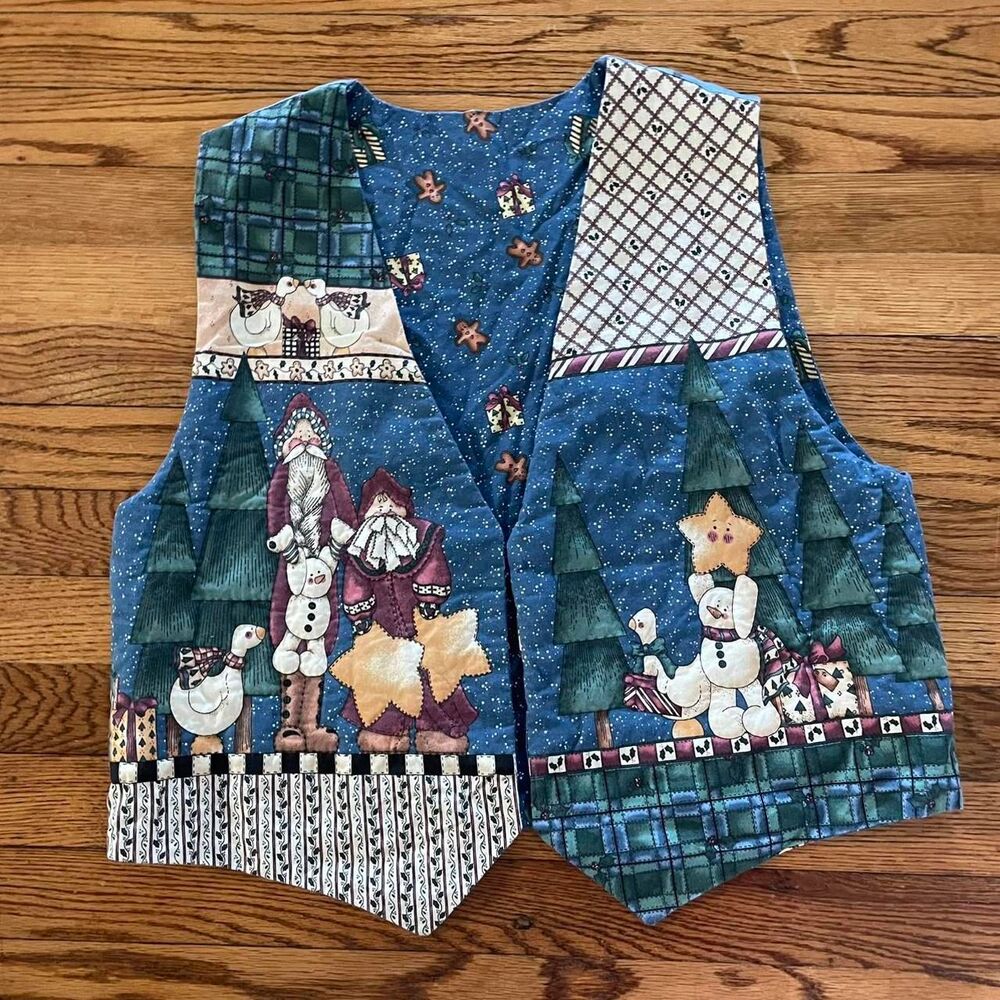Unique Vintage Patchwork Christmas Vest Santa Cot… - image 1